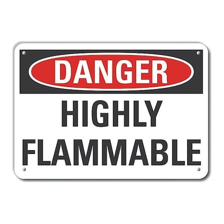 Reflective Flammable Material Danger Sign, 7 In H, 10 In W, Vertical Rectangle, LCU4-0388-RA_10X7