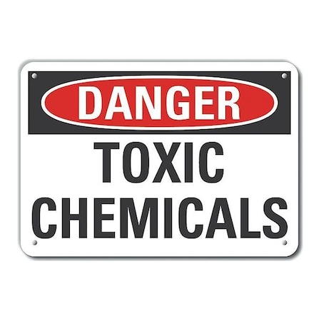 Reflective Toxic Materials Danger Sign, 7 In H, 10 In W, Vertical Rectangle, LCU4-0379-RA_10X7