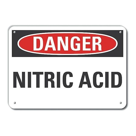 Reflective Nitric Acid Danger Sign, 10 In H, 14 In W, Horizontal Rectangle, LCU4-0342-RA_14X10