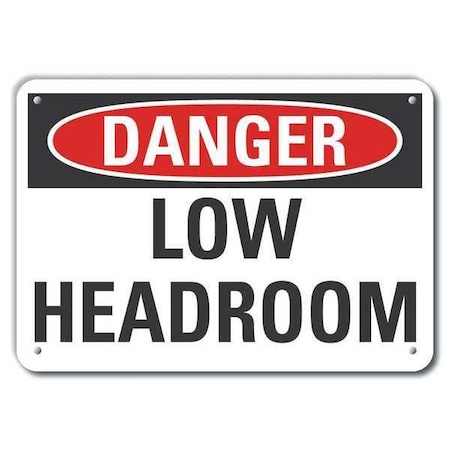 Aluminum Low Clearance Danger Sign, 10 In Height, 14 In Width, Aluminum, Horizontal Rectangle