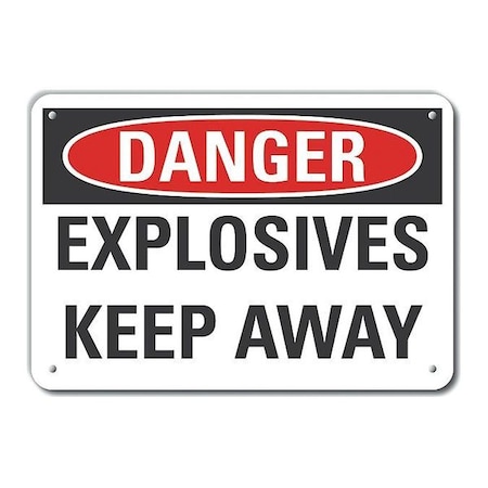 Plastic Explosive Materials Danger Sign, 7 In H, 10 In W, Vertical Rectangle, LCU4-0432-NP_10X7