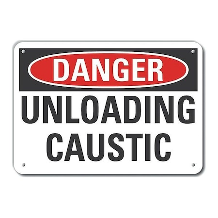 Aluminum Caustic Danger Sign, 10 In Height, 14 In Width, Aluminum, Horizontal Rectangle, English