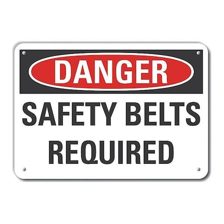 Refl Alum Danger Safety Belts, 10x7, Thickness: 0.04 In