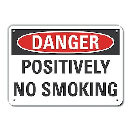 Aluminum No Smoking Danger Sign, 10 H, 14 In W, Horizontal Rectangle, English, LCU4-0453-NA_14X10