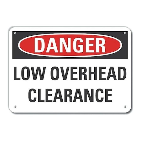 Decal,Plastic,Danger Low Overhead,14x10, LCU4-0457-NP_14X10