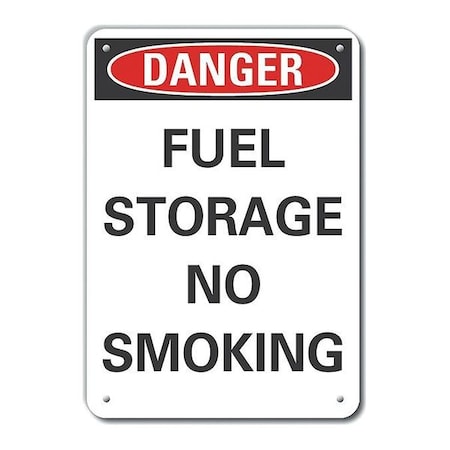 Reflective  No Smoking Danger Sign, 14 In Height, 10 In Width, Aluminum, Vertical Rectangle