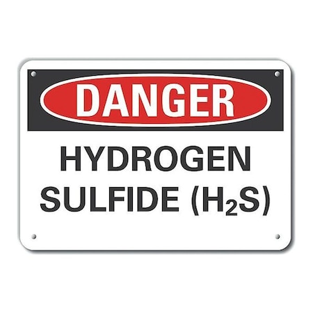 Alum Danger Hydrogen Sulfide,10x7, 7 In Height, 10 In Width, Aluminum, Vertical Rectangle