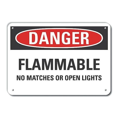 Aluminum Flammable Material Danger Sign, 7 In H, 10 In W, Vertical Rectangle, LCU4-0544-NA_10X7