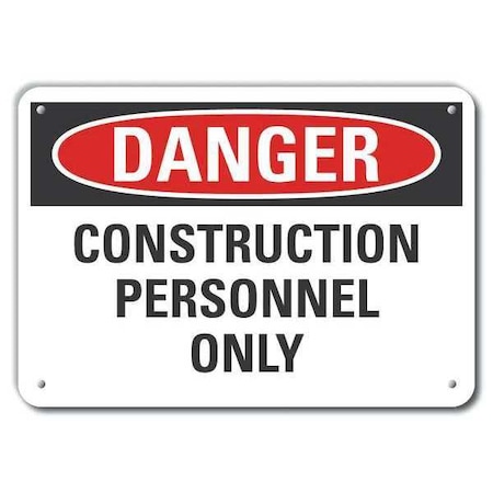 Plastic Construction Area Danger Sign, 7 In Height, 10 In Width, Plastic, Vertical Rectangle