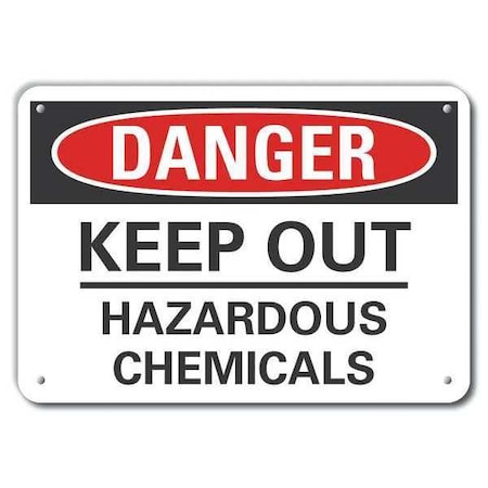 Aluminum Hazardous Chemicals Danger Sign, 10 In H, 14 In W, Horizontal Rectangle, LCU4-0500-NA_14X10