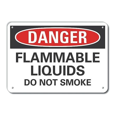 Plastic Flammable Liquid Danger Sign, 7 In H, 10 In W, Vertical Rectangle, LCU4-0514-NP_10X7