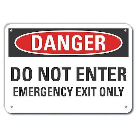 Alum Emergency Exit Danger Sign,10x14in