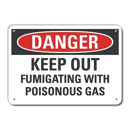 Reflective Poisonous Gas Danger Sign, 7 In H, 10 In W, Vertical Rectangle, LCU4-0564-RA_10X7