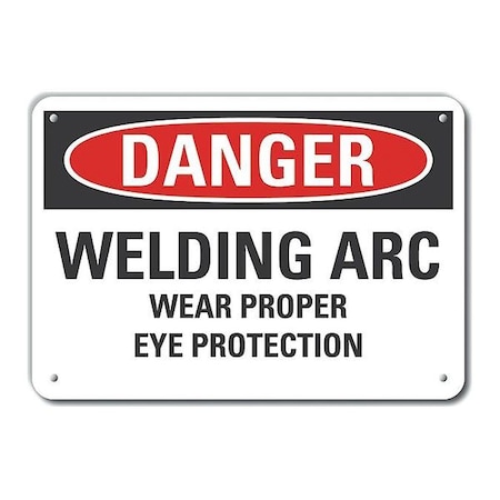 Refl Alum Danger Welding Arc,10x7