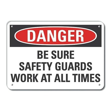 Aluminum Safety Guards Danger Sign, 10 In Height, 14 In Width, Aluminum, Horizontal Rectangle