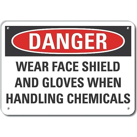 Decal, Danger Wear Face Shield, 10x7, Height: 7 In