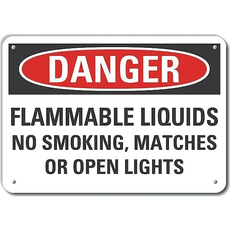 Plastic Flammable Liquid Danger Sign, 10 In Height, 14 In Width, Plastic, Horizontal Rectangle