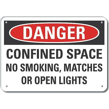 Plastic Confined Space Danger Sign, 7 In Height, 10 In Width, Plastic, Vertical Rectangle, English