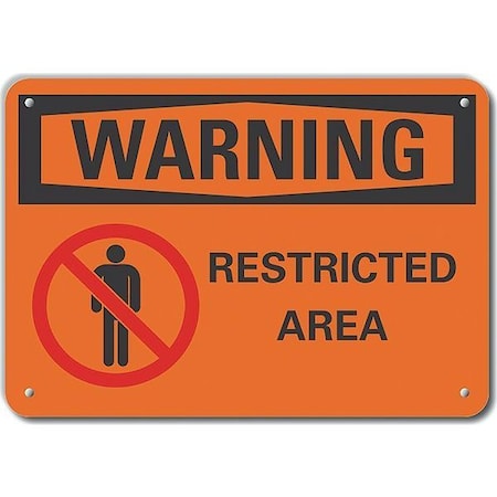 Plastic Restricted Area Warning Sign, 7 In Height, 10 In Width, Plastic, Vertical Rectangle