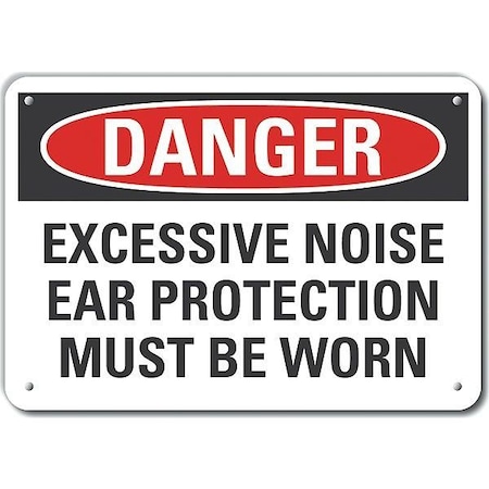 Decal, Danger Excessive Noise Ear, 10 X 7, Header Legend Color: White