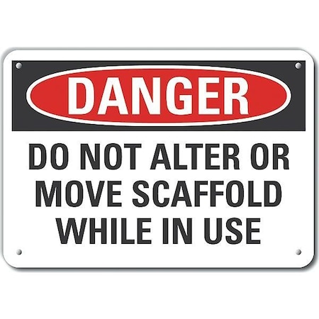 Reflective  Scaffold Danger Sign, 10 In Height, 14 In Width, Aluminum, Horizontal Rectangle