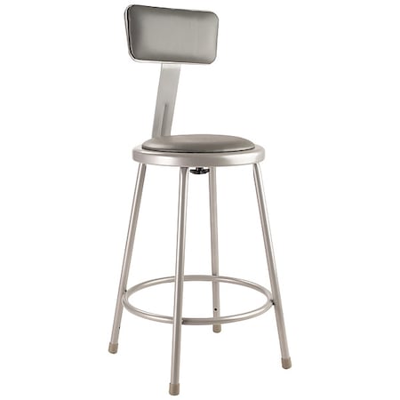 Round Stool With Backrest, Height 24Gray