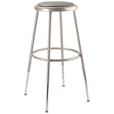 Round Stool, Height Range 25 To 33, Vinyl Gray