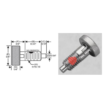 Knurled Lck Knob,316SS,P,5/16-18