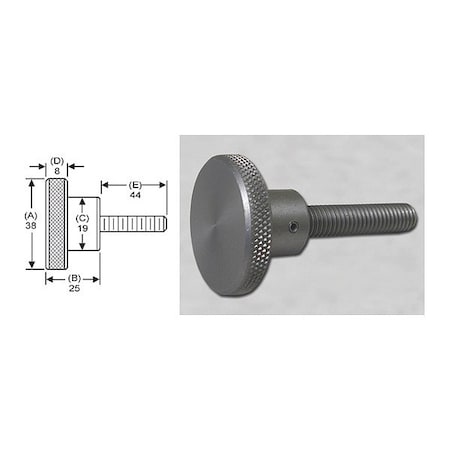 Knrl Knob Stud,M10,38mm Dia.,44mm,SS