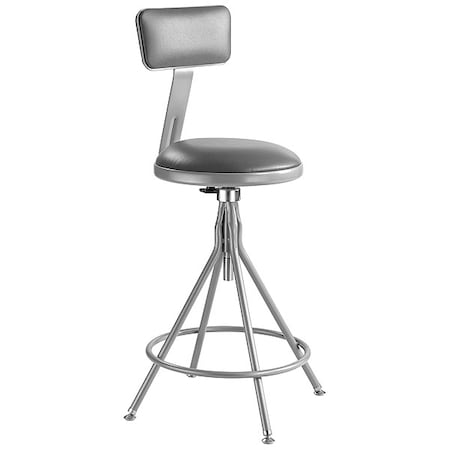 Round Stool With Backrest, Height 24 To 28Gray