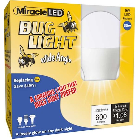 Bug Light Wide Angle Yellow Amber Glow Replace 60W For Porch & Patio