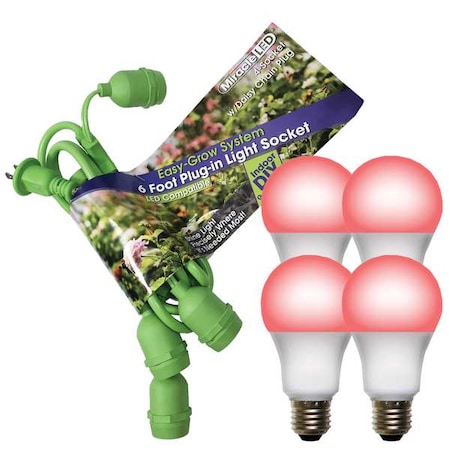Grow LED Light Cord System 4 Socket & LED Red Spectrum Grow Light Kit