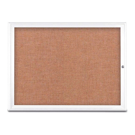 Corkboard,Single Door,Radius Frame,48x36,White/Cinnamon