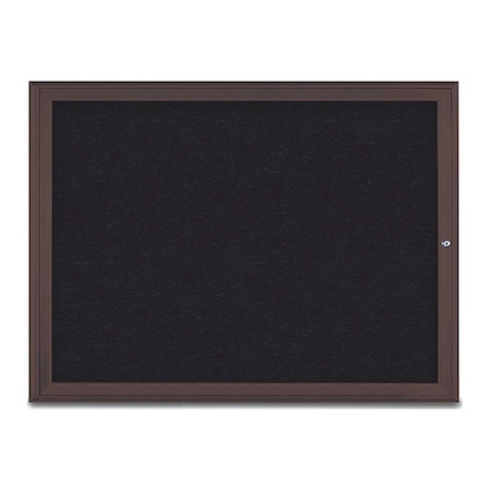 Corkboard,Single Door,Radius Frame,48x36,Bronze/Black Rubber