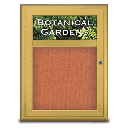 Corkboard,Single Door,Radius Frame,Header,18x24,Gold/Apricot