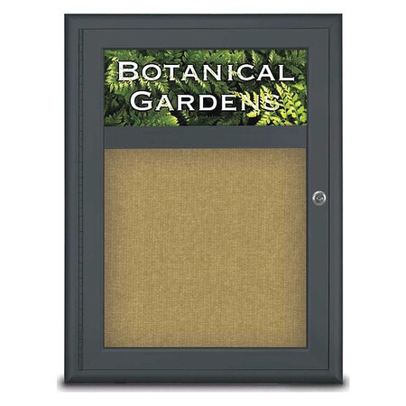 Corkboard,Single Door,Radius Frame,Header,18x24,Black/Keylime