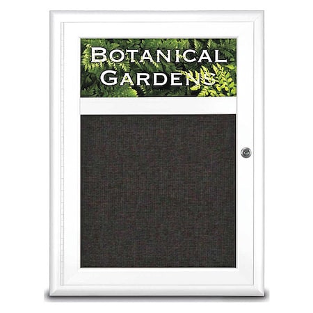 Corkboard,Single Door,Radius Frame,Header,18x24,White/Black