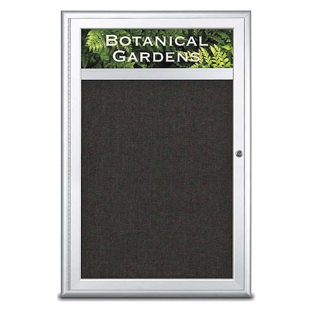 Corkboard,Single Door,Radius Frame,Header,24x36,Satin/Black