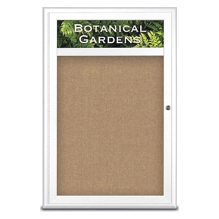 Corkboard,Single Door,Radius Frame,Header,24x36,White/Buff