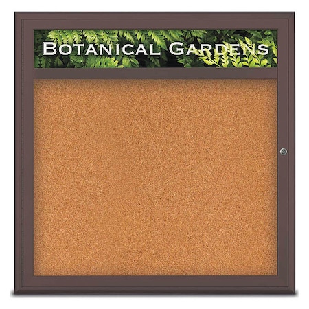 Corkboard,Single Door,Radius Frame,Header,36x36,Bronze/Nat Tan Cork