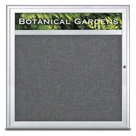 Corkboard,Single Door,Radius Frame,Header,36x36,Satin/Medium Gray