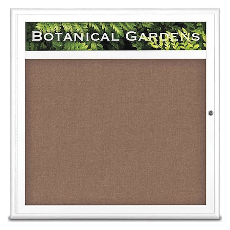 Corkboard,Single Door,Radius Frame,Header,36x36,White/Pumice