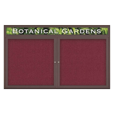 Corkboard,Double Door,Radius Frame,Header,60x36,Bronze/Burgundy