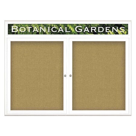 Corkboard,Double Door,Radius Frame,Header,48x36,White/Keylime