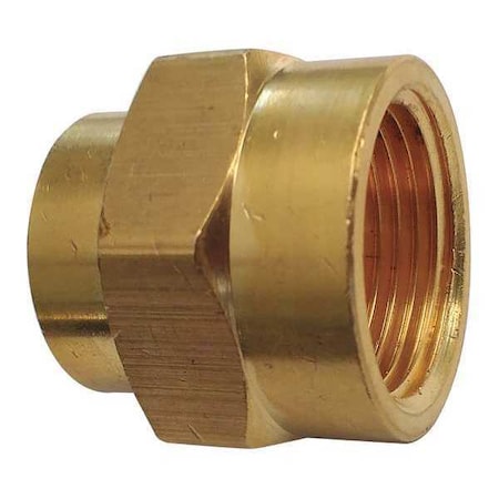 Brass Reducing Coupling, FNPT, 3/4 X 1/2 Pipe Size