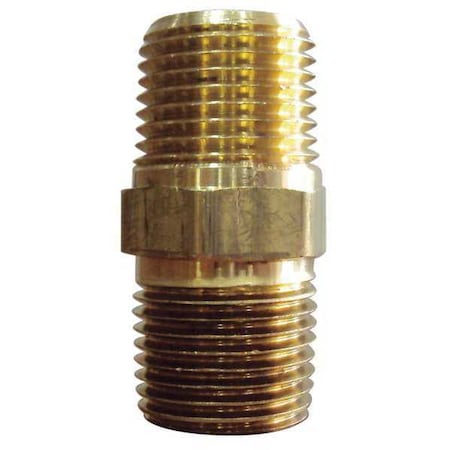 Brass Hex Nipple, MNPT, 1/8 Pipe Size