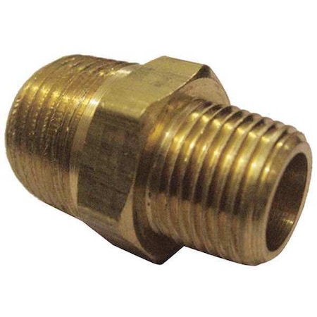 Brass Reducing Nipple, MNPT, 1/2 X 3/8 Pipe Size