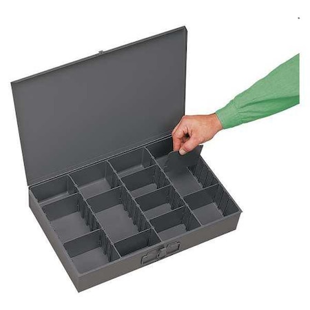 Gray Compartment Box, 12 In D, 18 In W, 3 In H