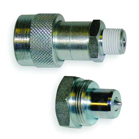 Hydraulic Quick Connect Hose Coupling, Steel Body, Sleeve Lock, 3/8-18 Thread Size