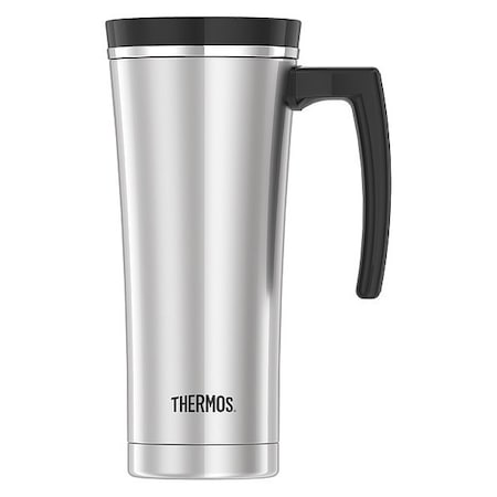 Sipp Stainless Steel Travel Mug,16 Oz.,Stainless Steel/Black